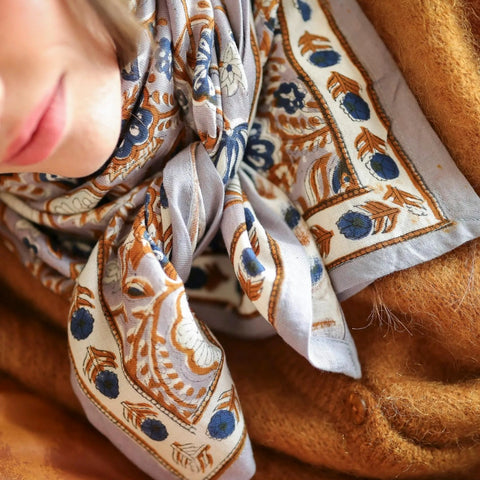 Foulard grand format Taj Azur