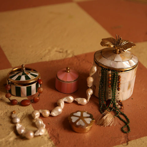 Boîte A Bijoux Lola Vert & Blanc - La Quincaillerie Remoise