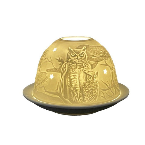 Bougeoir En Porcelaine Blanche Chouette - La Quincaillerie Remoise