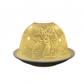 Bougeoir En Porcelaine Blanche Chouette - La Quincaillerie Remoise