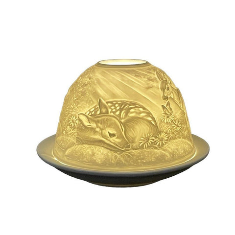Bougeoir Photophore En Porcelaine Blanche Cerf - La Quincaillerie Remoise