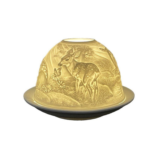 Bougeoir Photophore En Porcelaine Blanche Cerf - La Quincaillerie Remoise