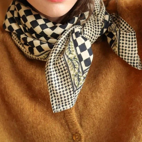 Foulard grand format Damier Encre - La Quincaillerie Remoise