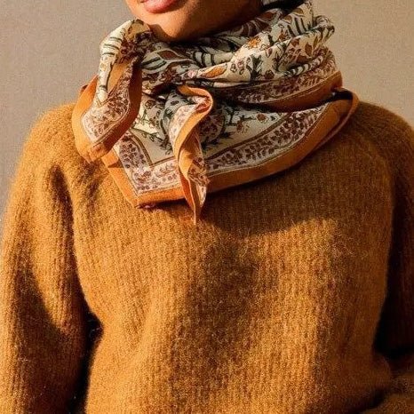 Foulard grand format Palmyre caramel beurre salé - La Quincaillerie Remoise