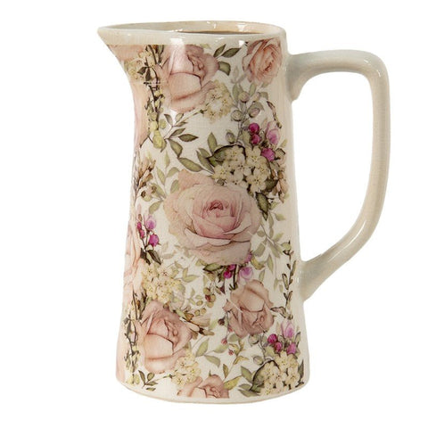 Pichet Décoratif Céramique Rose Fleurs 2L1 - La Quincaillerie Remoise