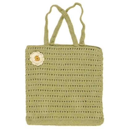 Sac En Crochet Vert Amande Avec Fleur - La Quincaillerie Remoise