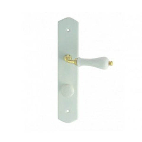 1/2 Ensemble - Plaque POIRE Porcelaine Blanc - Laiton Poli - Conda 195 mm - La Quincaillerie Remoise