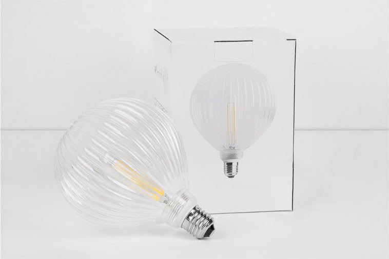 Ampoule LED à filament E27 dimmable - verre ligné clair - 2700K - 4W - La Quincaillerie Remoise