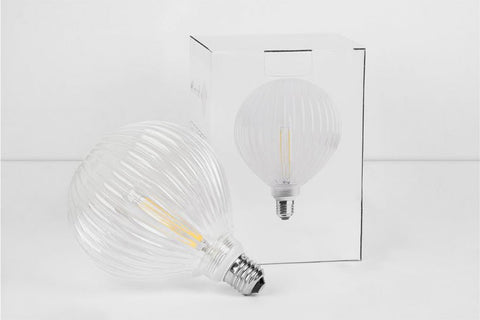 Ampoule LED à filament E27 dimmable - verre ligné clair - 2700K - 4W - La Quincaillerie Remoise