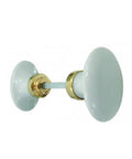 Bouton Double OVALE porcelaine Blanc - Laiton poli - La Quincaillerie Remoise