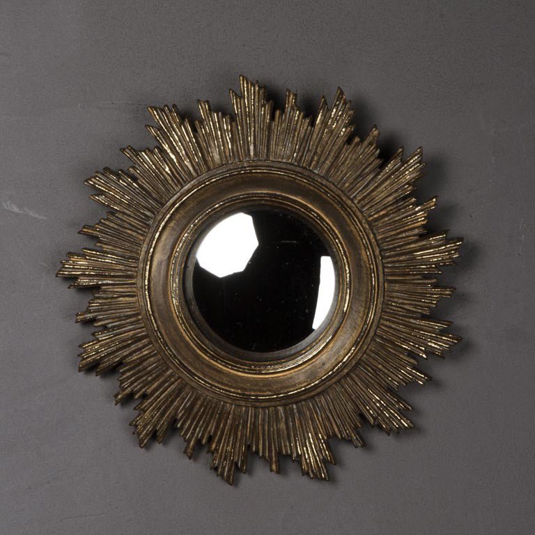 Miroir convexe soleil doré antique - La Quincaillerie Remoise