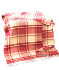 Plaid En Laine Naturelle A Carreaux Rose et Ecru - La Quincaillerie Remoise